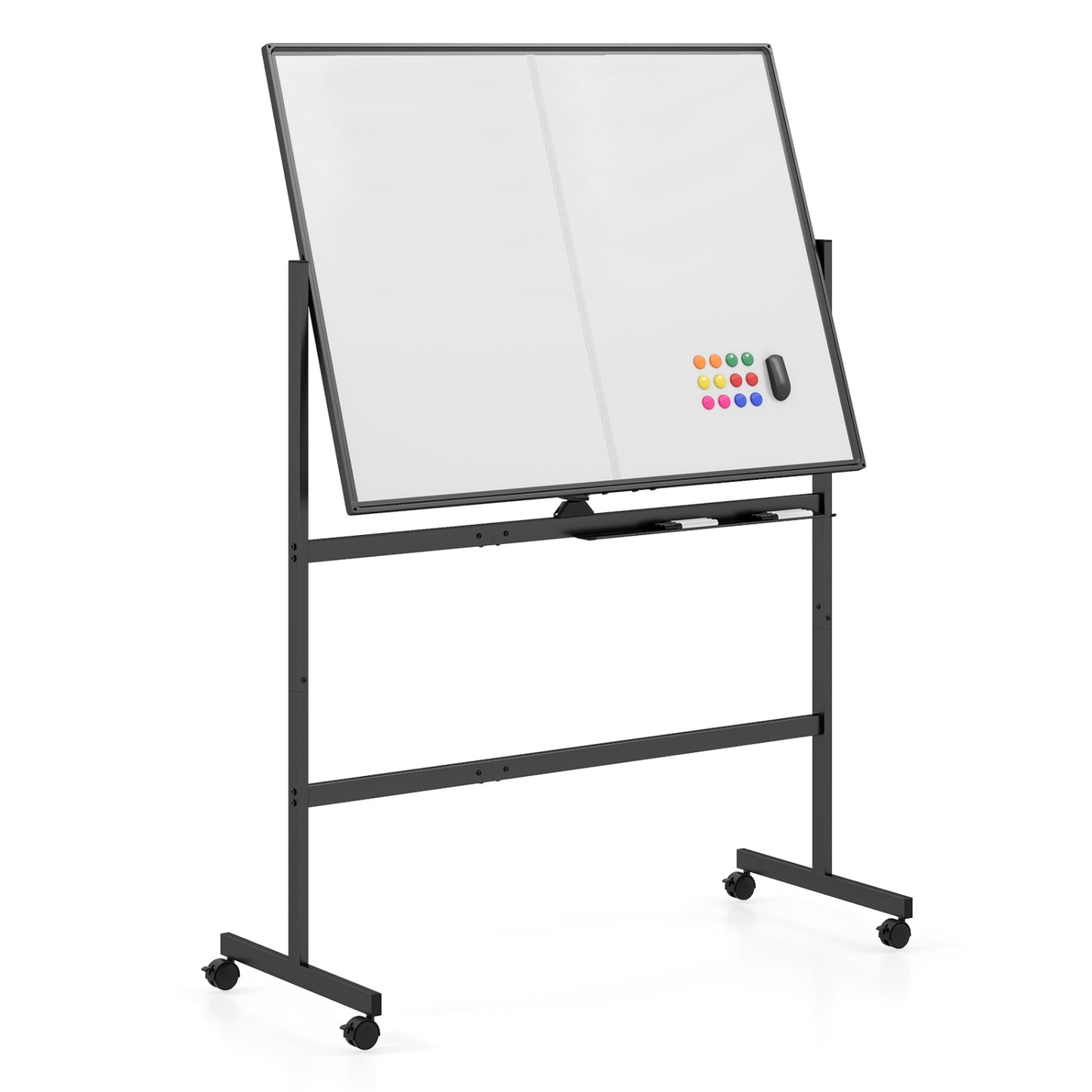48" x 36" Double-Sided Mobile Whiteboard with Lockable Wheels