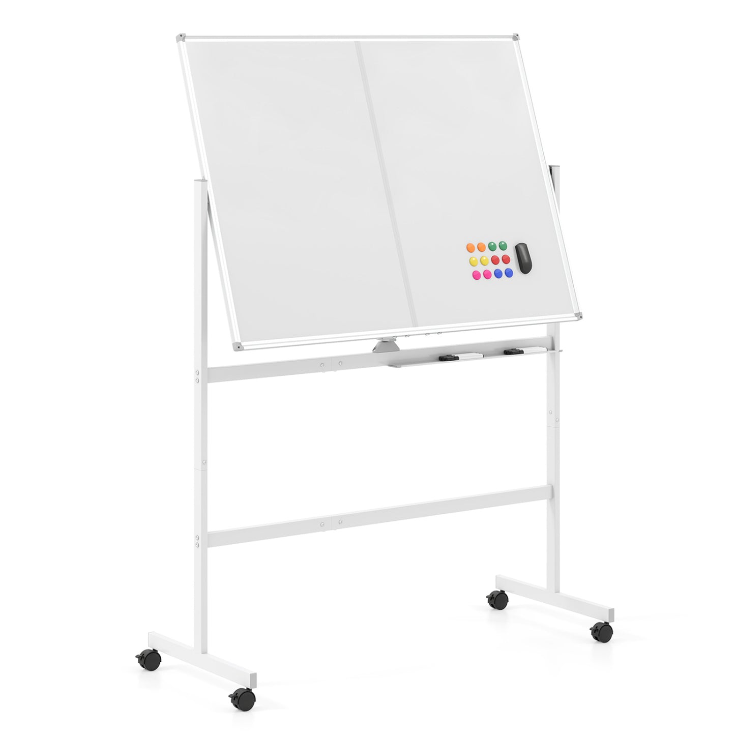 48" x 36" Double-Sided Mobile Whiteboard with Lockable Wheels