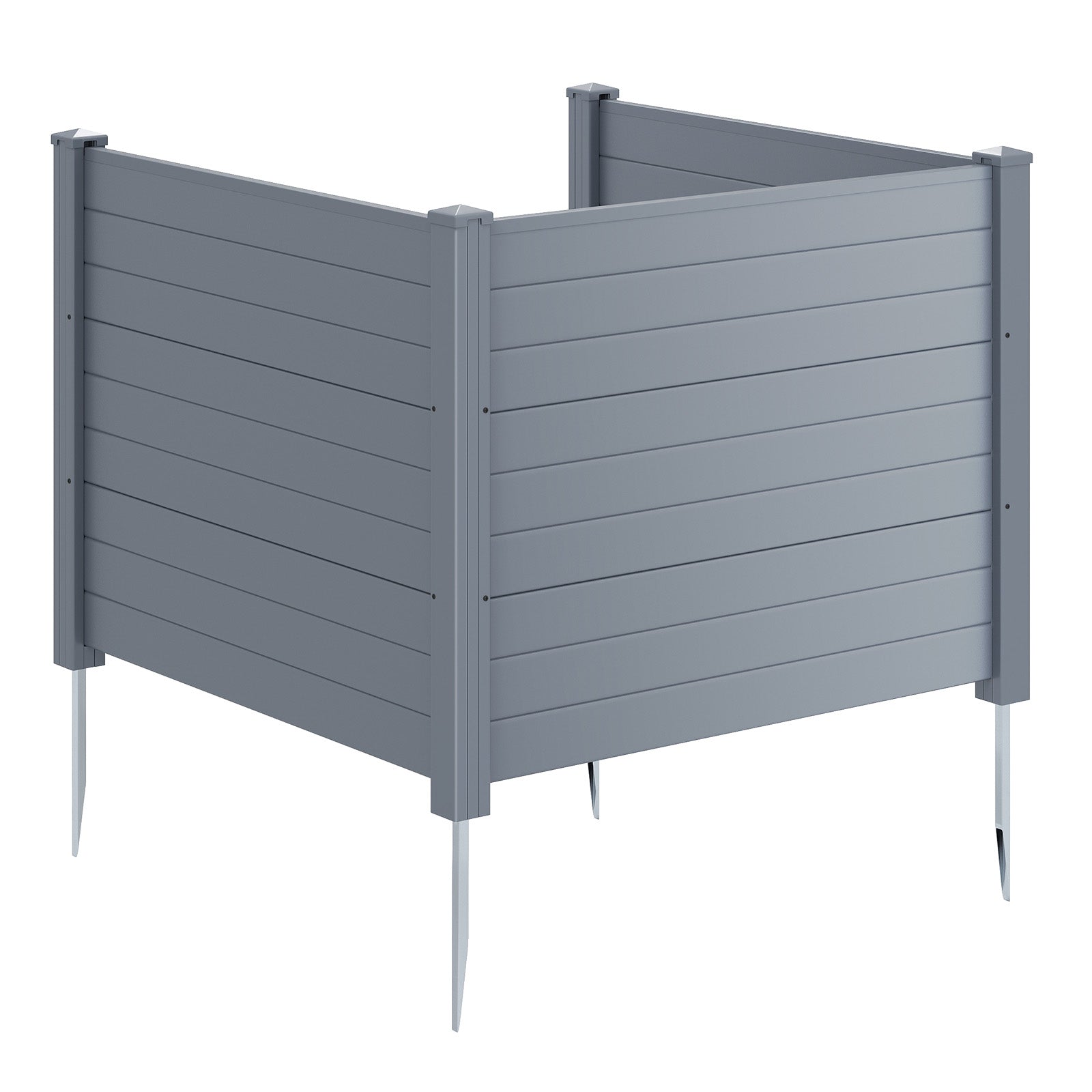 48 x 38 Inch Air Conditioner Fence 3 Panels with Metal Ground Stakes for Patio Backyard-Gray