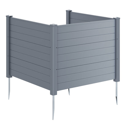 48 x 38 Inch Air Conditioner Fence 3 Panels with Metal Ground Stakes for Patio Backyard-Gray