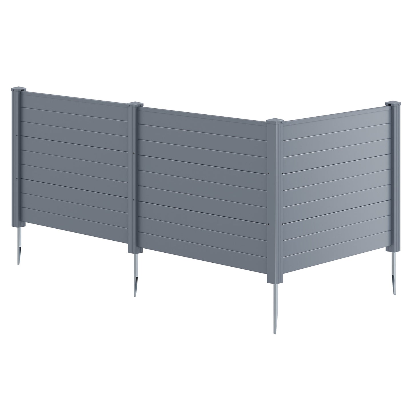 48 x 38 Inch Air Conditioner Fence 3 Panels with Metal Ground Stakes for Patio Backyard-Gray