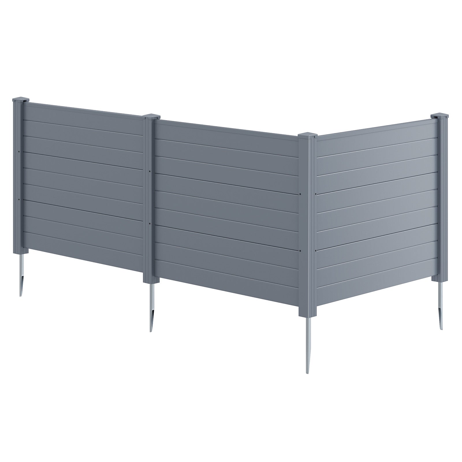 48 x 38 Inch Air Conditioner Fence 3 Panels with Metal Ground Stakes for Patio Backyard-Gray