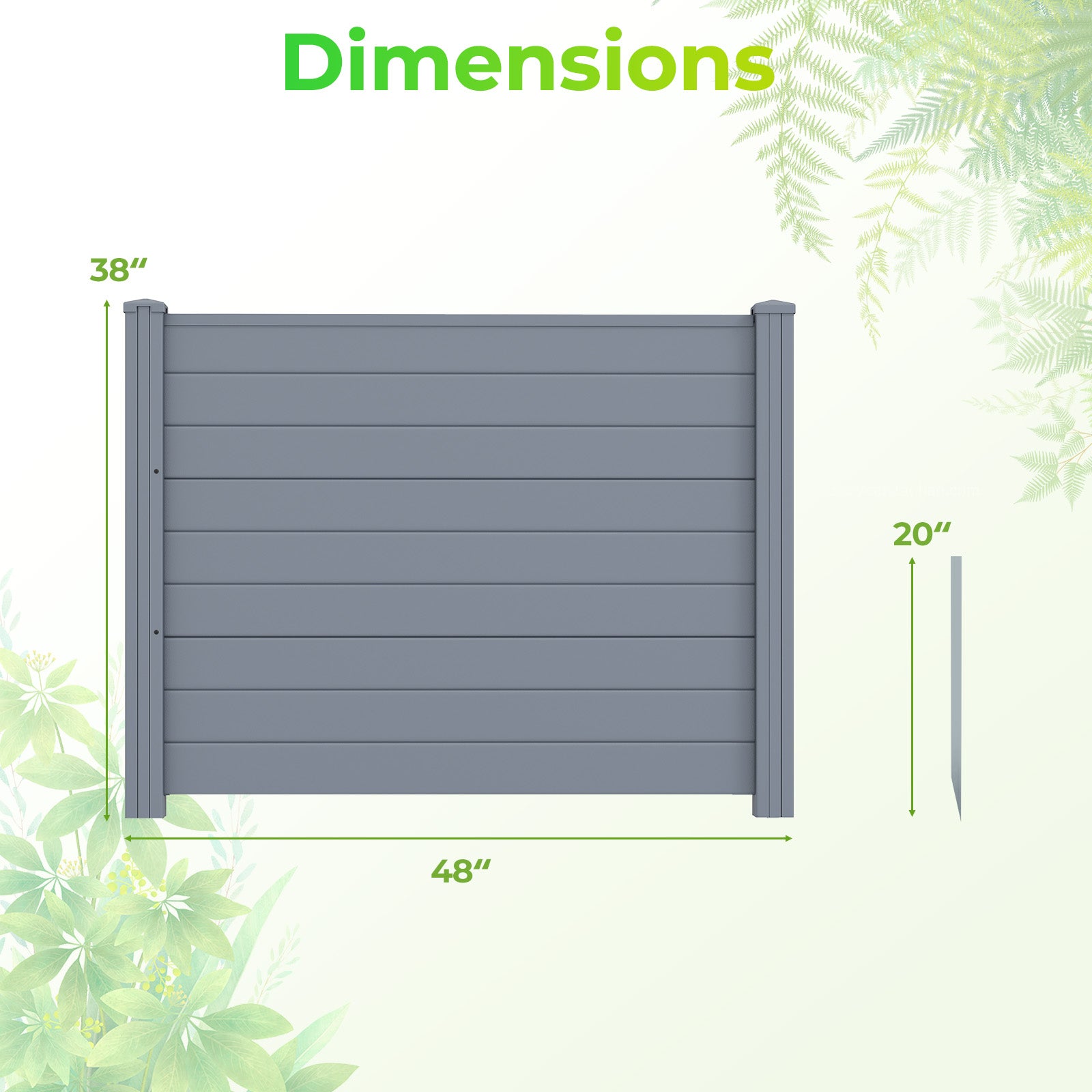 48 x 38 Inch Air Conditioner Fence 3 Panels with Metal Ground Stakes for Patio Backyard-Gray