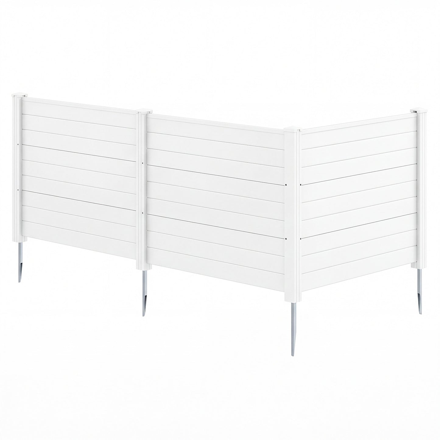 48 x 38 Inch Air Conditioner Fence 3 Panels with Metal Ground Stakes for Patio Backyard-White