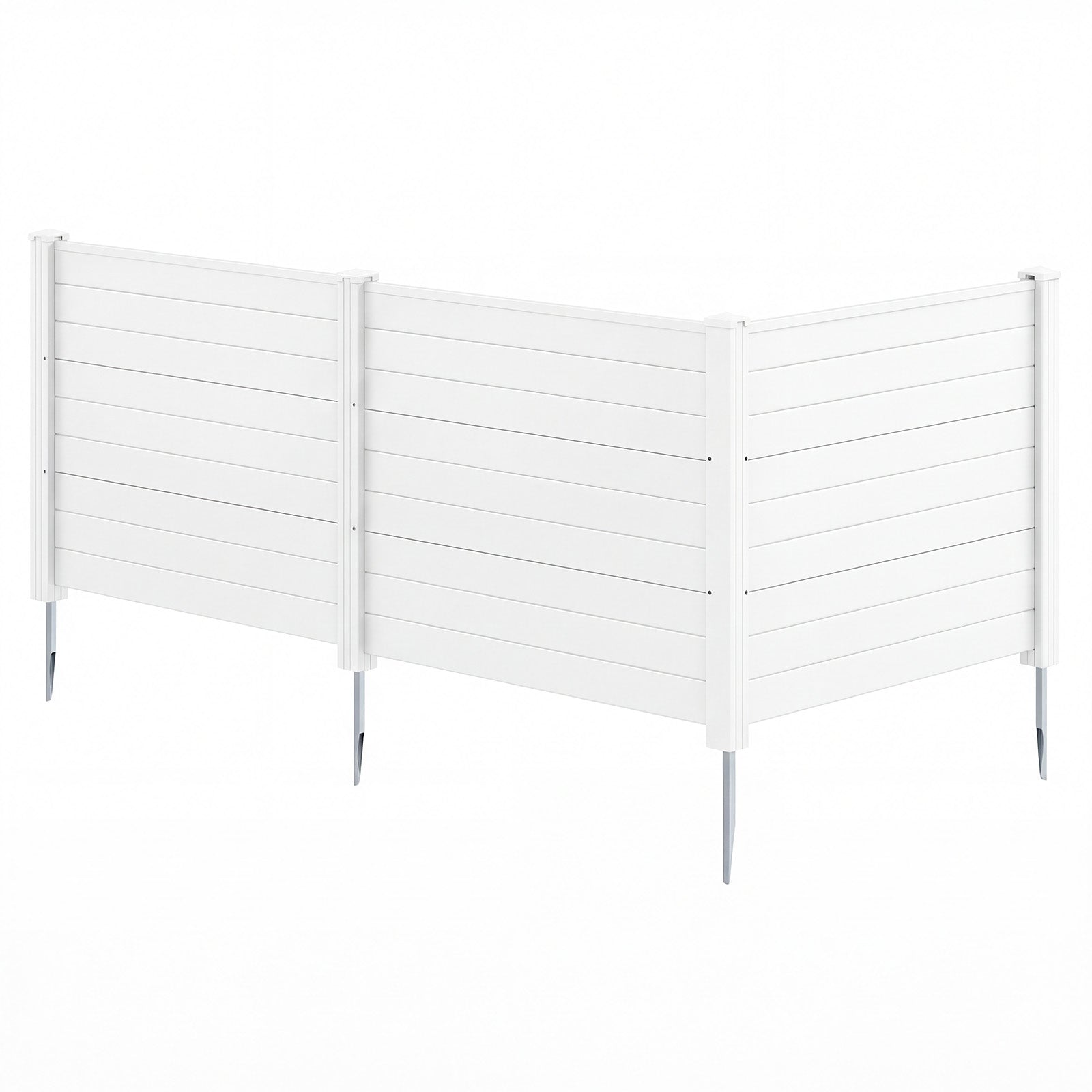 48 x 38 Inch Air Conditioner Fence 3 Panels with Metal Ground Stakes for Patio Backyard-White