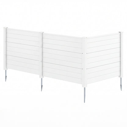 48 x 38 Inch Air Conditioner Fence 3 Panels with Metal Ground Stakes for Patio Backyard-White