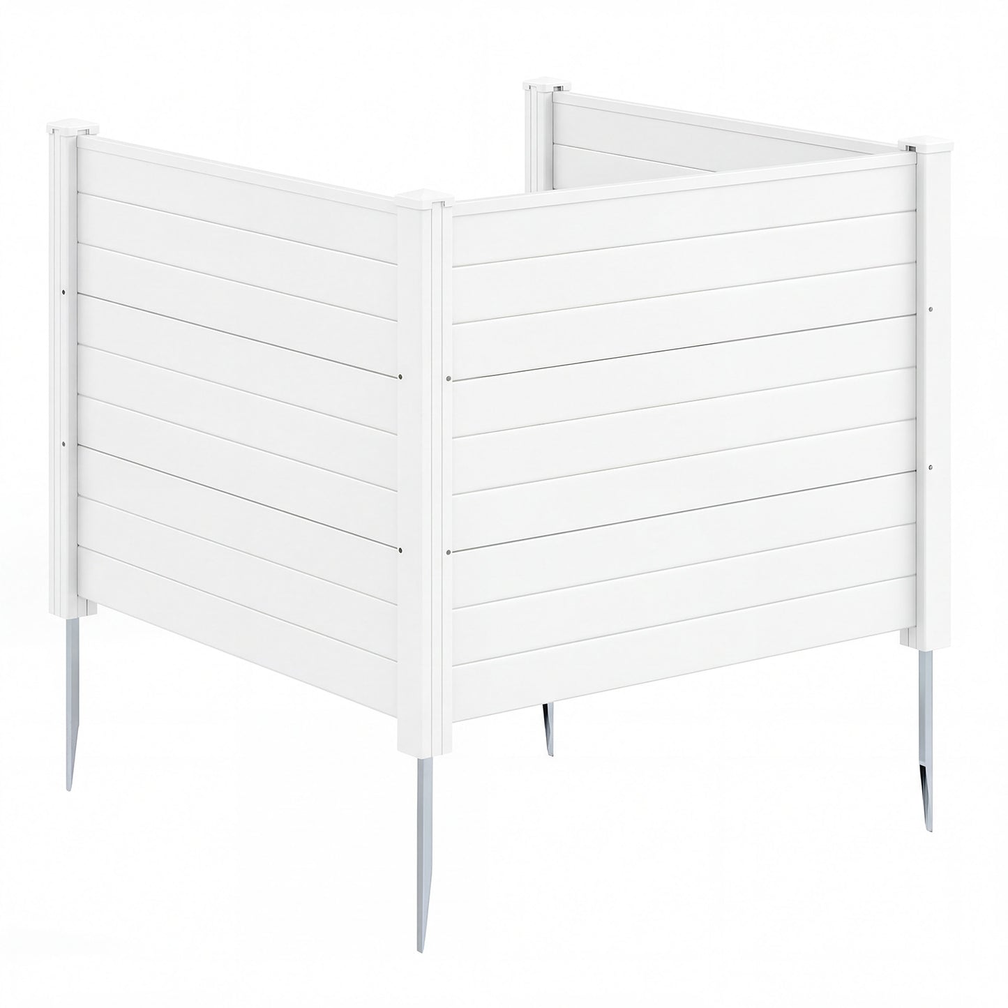 48 x 38 Inch Air Conditioner Fence 3 Panels with Metal Ground Stakes for Patio Backyard-White