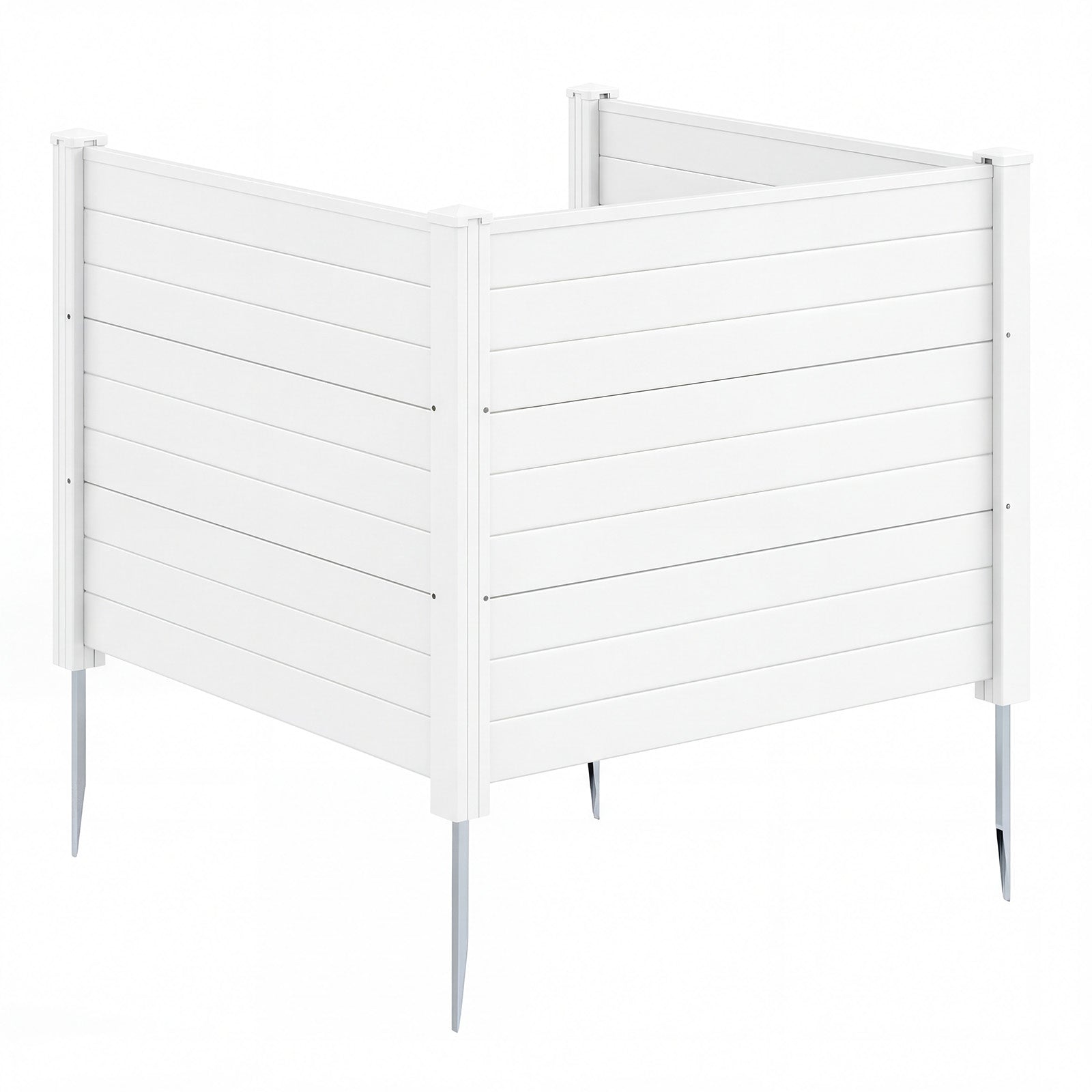 48 x 38 Inch Air Conditioner Fence 3 Panels with Metal Ground Stakes for Patio Backyard-White