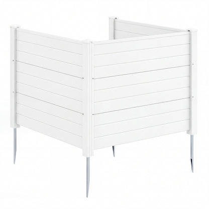 48 x 38 Inch Air Conditioner Fence 3 Panels with Metal Ground Stakes for Patio Backyard-White