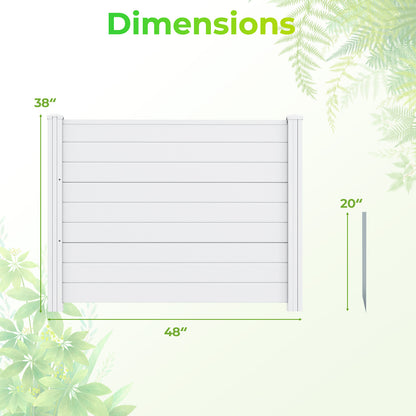 48 x 38 Inch Air Conditioner Fence 3 Panels with Metal Ground Stakes for Patio Backyard-White