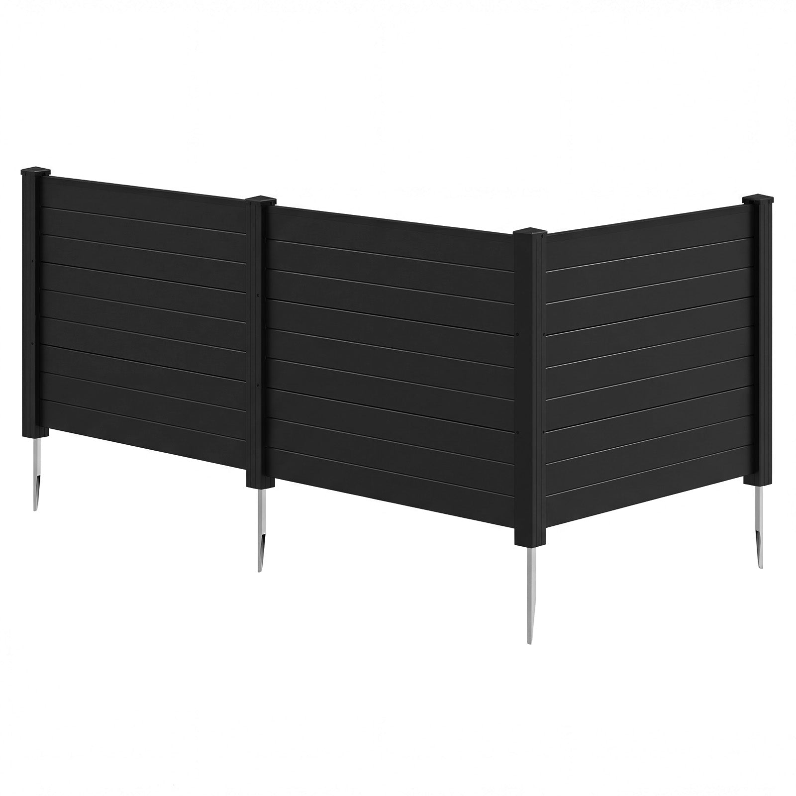 48 x 38 Inch Air Conditioner Fence 3 Panels with Metal Ground Stakes for Patio Backyard-Black