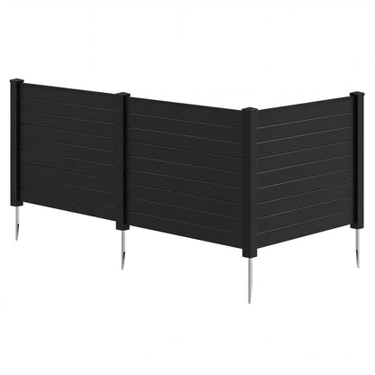 48 x 38 Inch Air Conditioner Fence 3 Panels with Metal Ground Stakes for Patio Backyard-Black