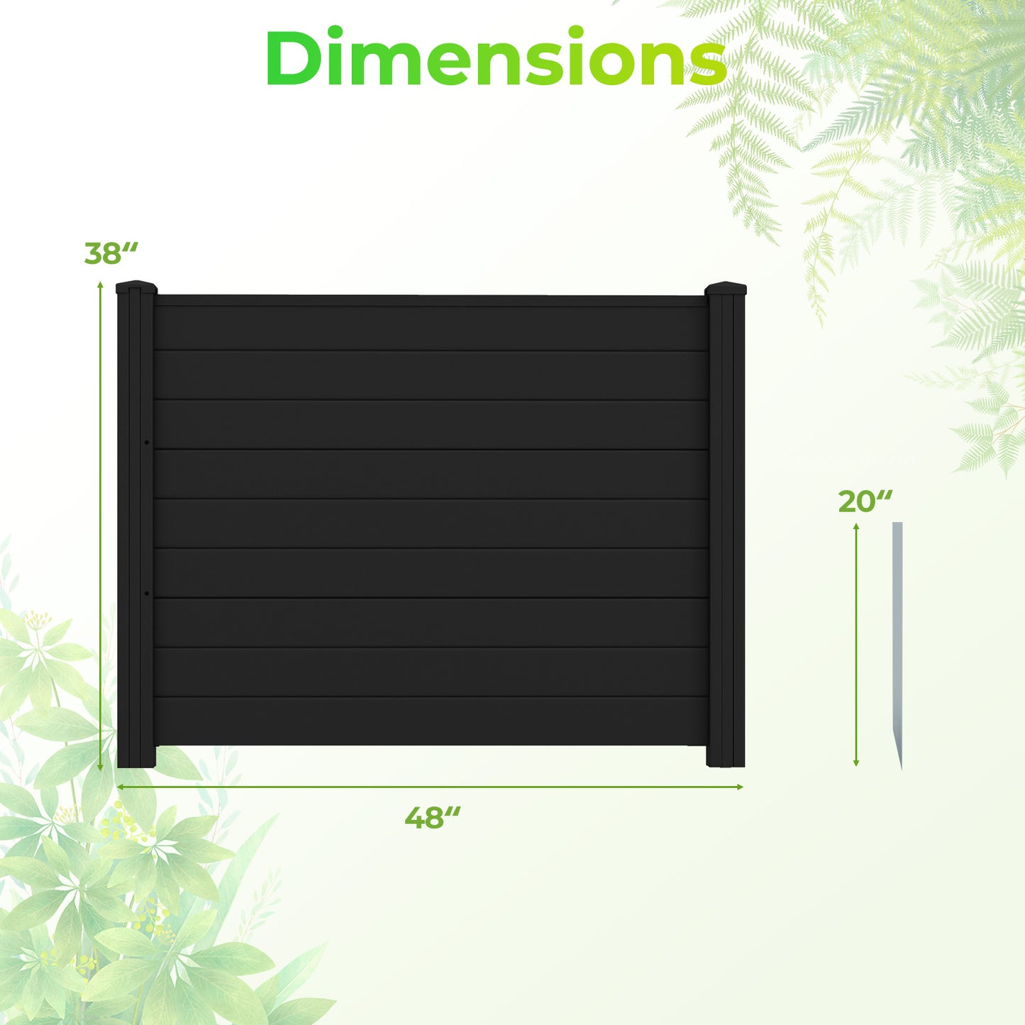 48 x 38 Inch Air Conditioner Fence 3 Panels with Metal Ground Stakes for Patio Backyard-Black