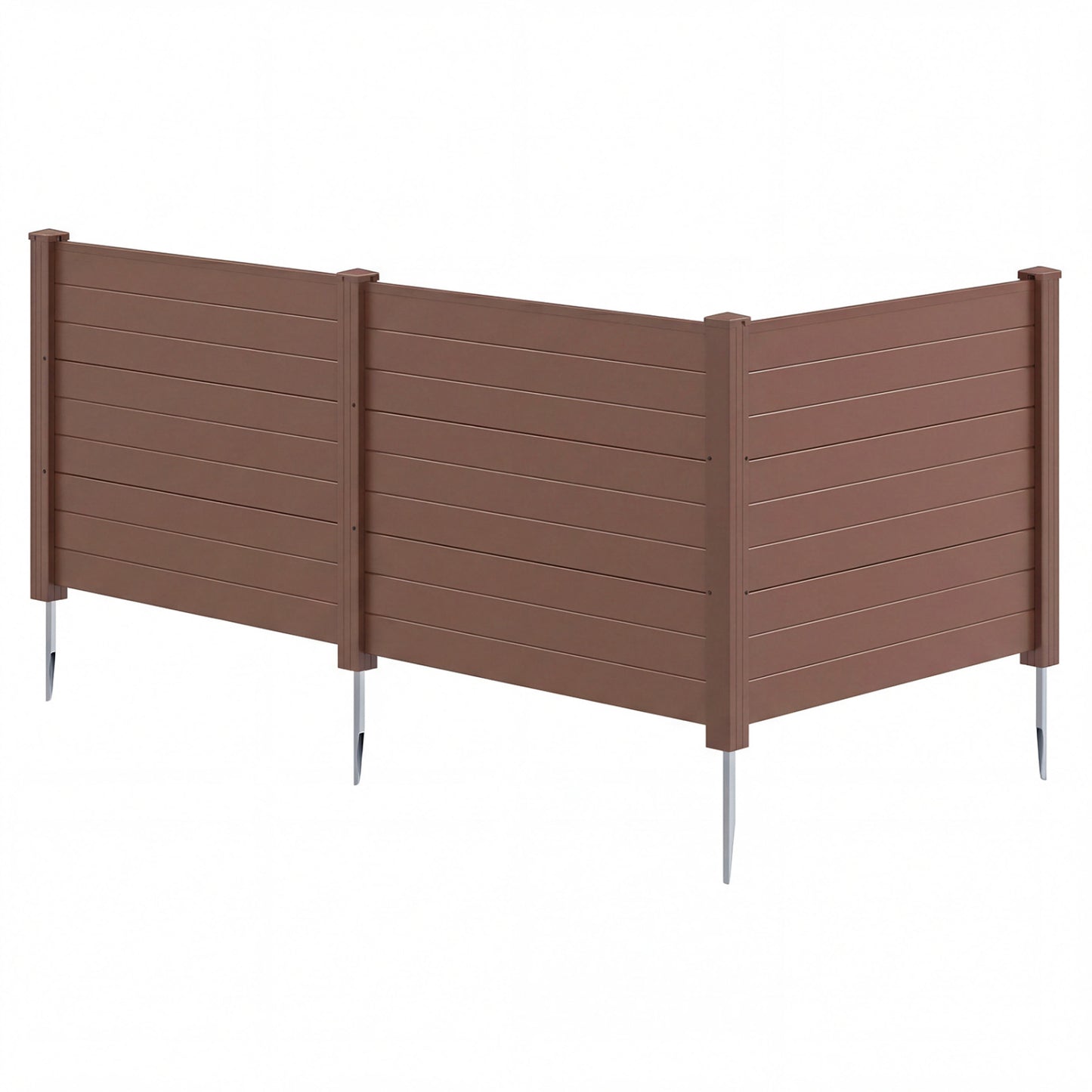 48 x 38 Inch Air Conditioner Fence 3 Panels with Metal Ground Stakes for Patio Backyard-White - Brown