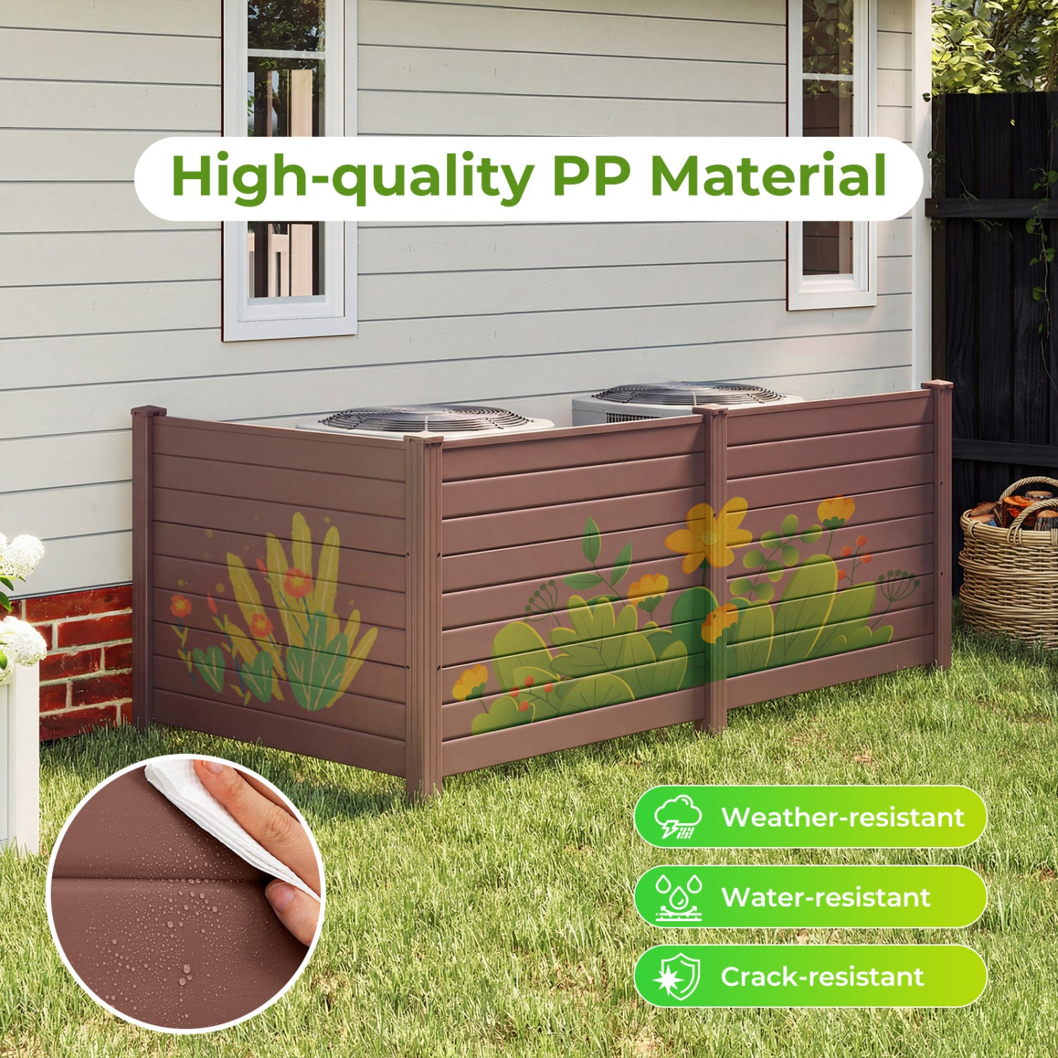 48 x 38 Inches Air Conditioner Fence 2 Panels Outdoor Privacy Fence