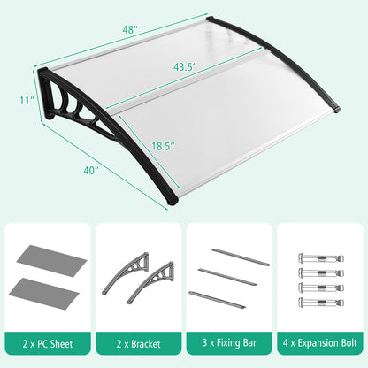 48 x 40 Inch Outdoor Front Door Window Awning Door Canopy Exterior