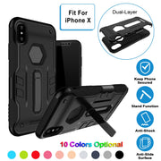 Rugged Phone Case for iPhone X Drop-protection Phone Case with Kickstand Heavy Duty Dual Layers Phone Protective Cover