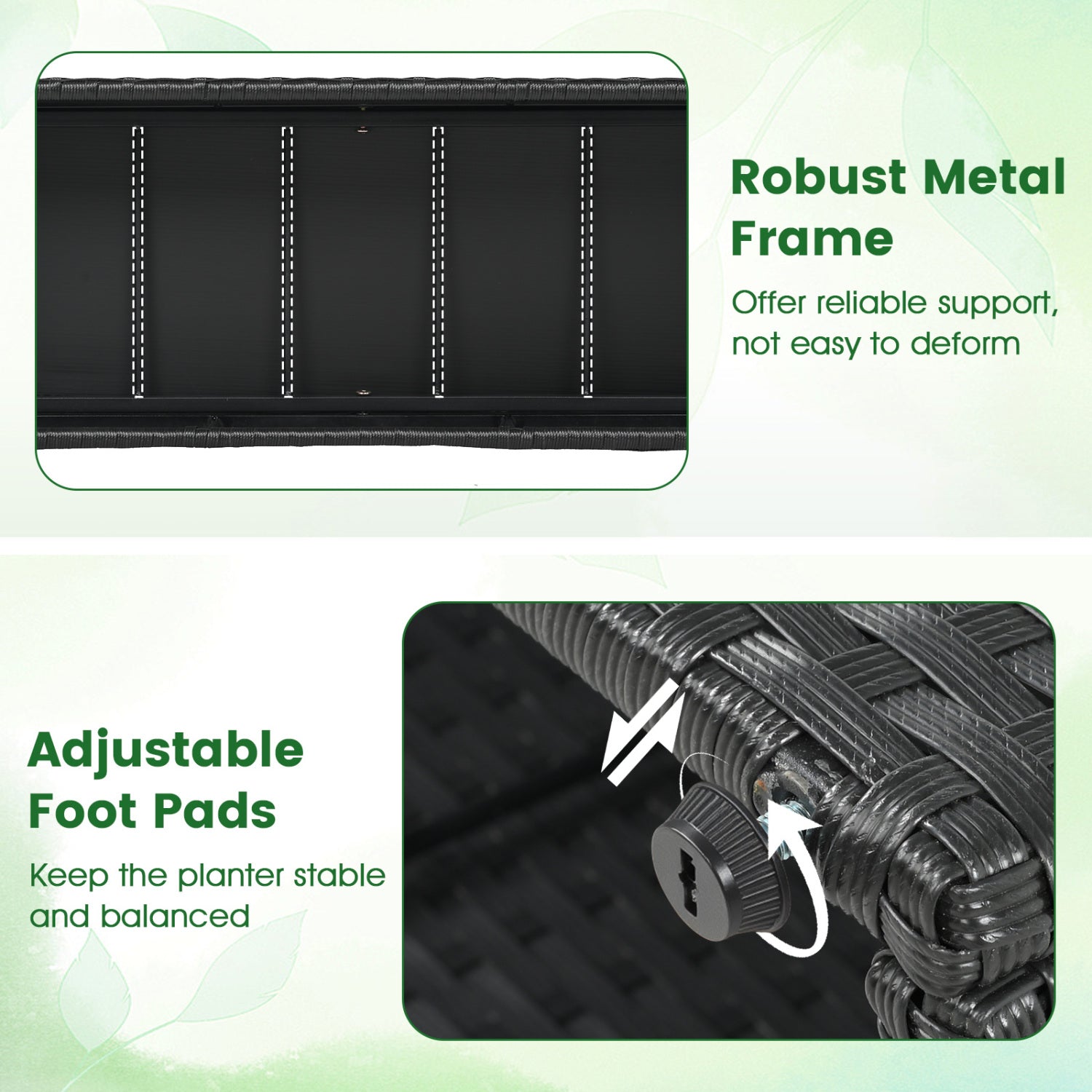 49 Inch Raised Garden Bed with Trellis and Wicker Planter Box-Black