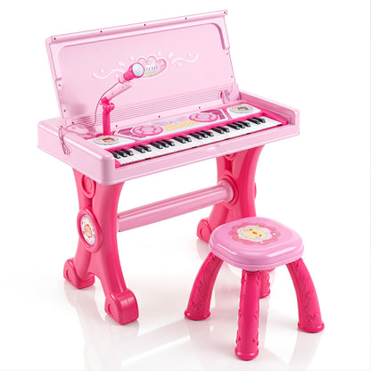 49-Key Kids Electric Piano Keyboard with Stool & Microphone