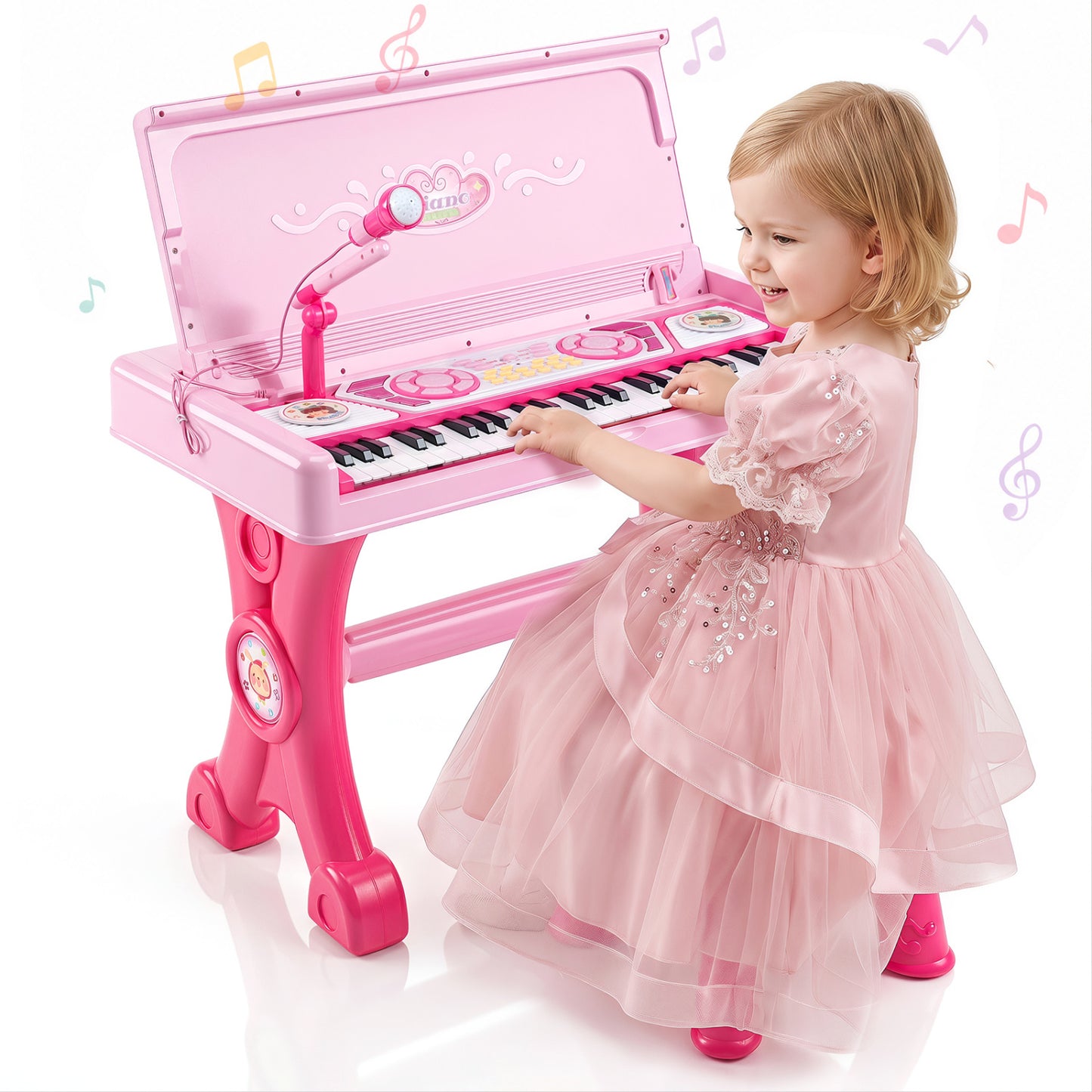 49-Key Kids Electric Piano Keyboard with Stool & Microphone