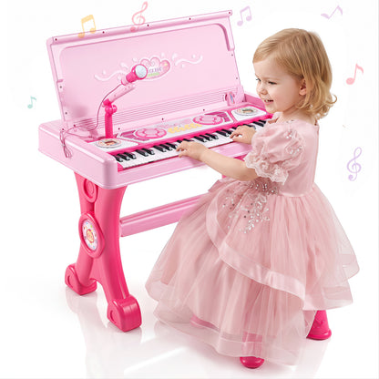 49-Key Kids Electric Piano Keyboard with Stool & Microphone