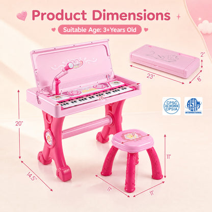 49-Key Kids Electric Piano Keyboard with Stool & Microphone