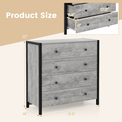 4-Drawer Dresser Modern Wooden Chest of Drawers for Bedroom Living Room-Gray