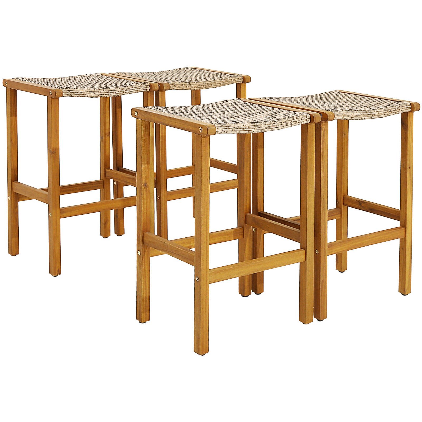 Patio Wood Bar Stools Set of 2/4-4 Pieces - 4 Pieces