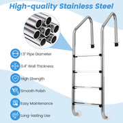 4-Step Inground Pool Ladder Stainless Steel Swimming Pool Ladder