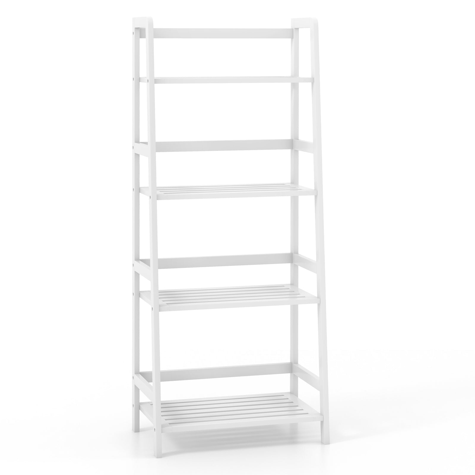 47.5 Inch 4-Tier Multifunctional Bamboo Bookcase Storage Stand Rack-White - White