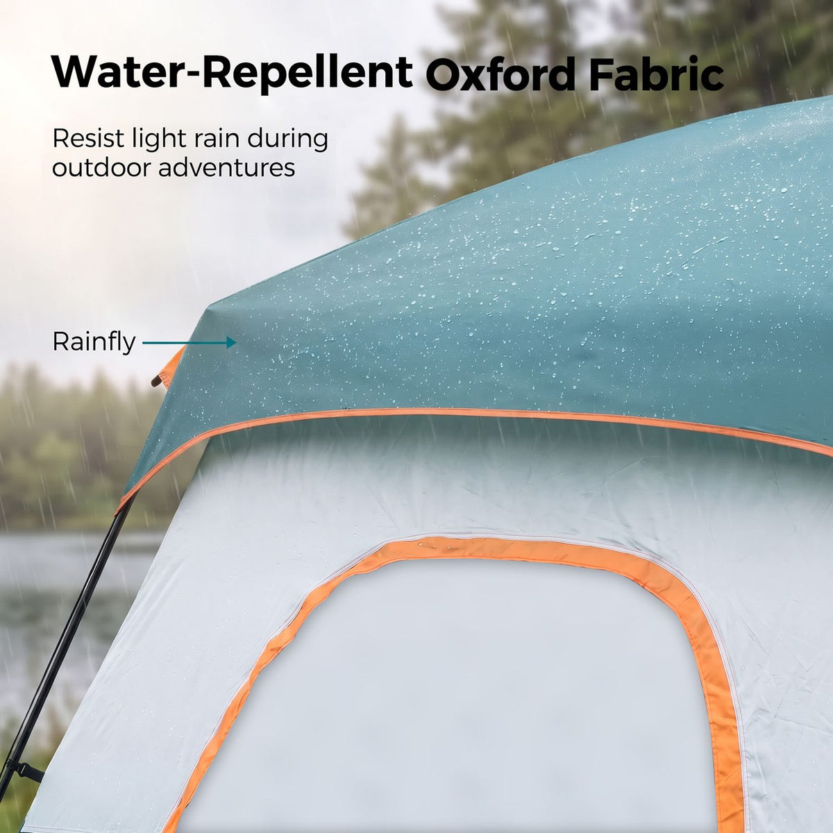 4-10 Person Camping Tent in Green Color with Porch and 2 Rooms for Backpacking