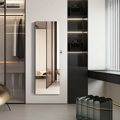 Lockable Storage Jewelry Cabinet with Frameless Mirror-Black
