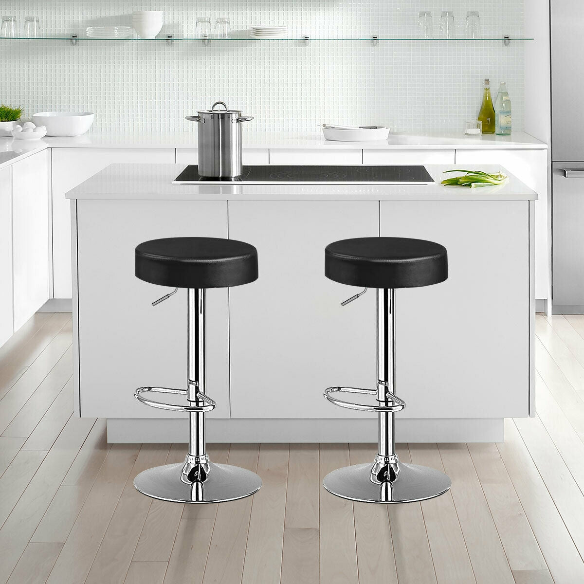 1 PC Round Bar Stool Adjustable Swivel Pub Chair