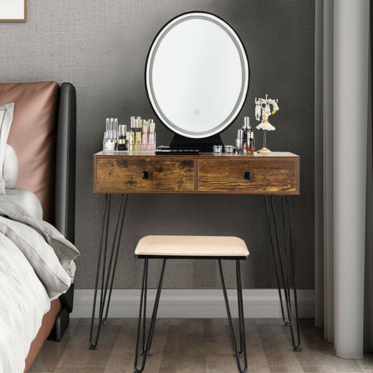 Industrial Makeup Dressing Table with 3 Lighting Modes