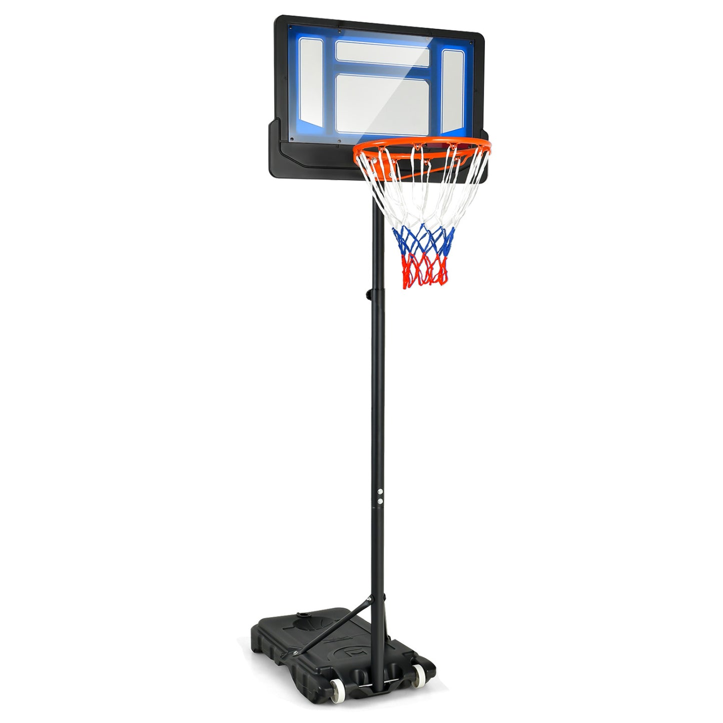 4.3-8.2 FT Portable Basketball Hoop with Adjustable Height and Wheels-Red - Blue