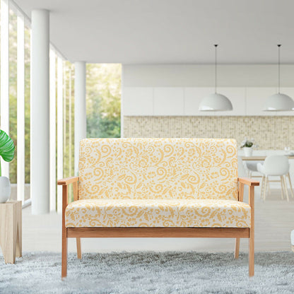Modern Fabric Loveseat Sofa Couch Upholstered 2-Seat Armchair-Yellow