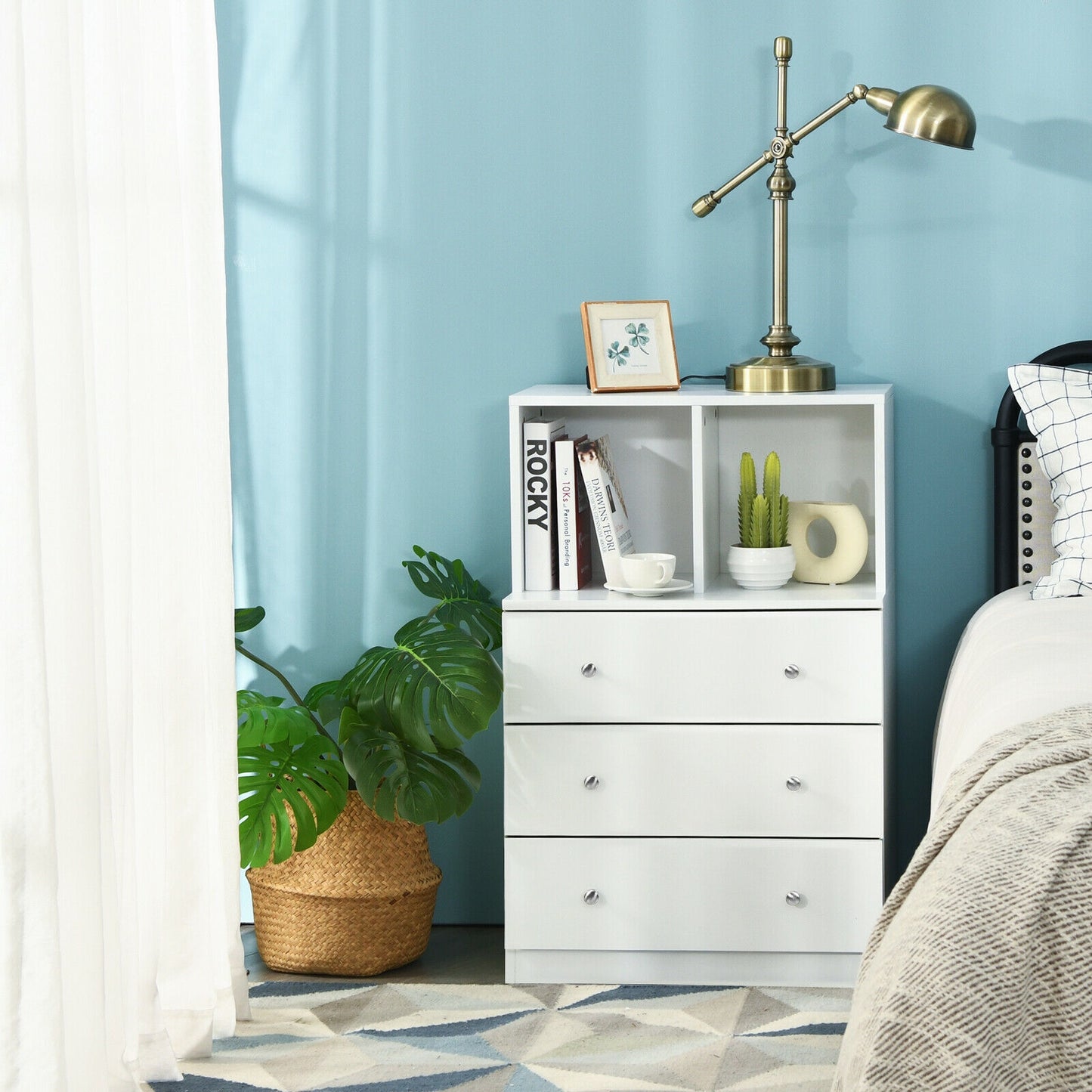 3 Drawer Dresser with Cubbies Storage Chest for Bedroom