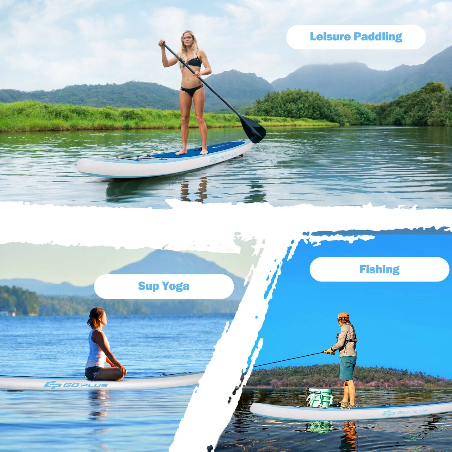 10 Feet Inflatable Stand Up Paddle Board with Adjustable Paddle Pump