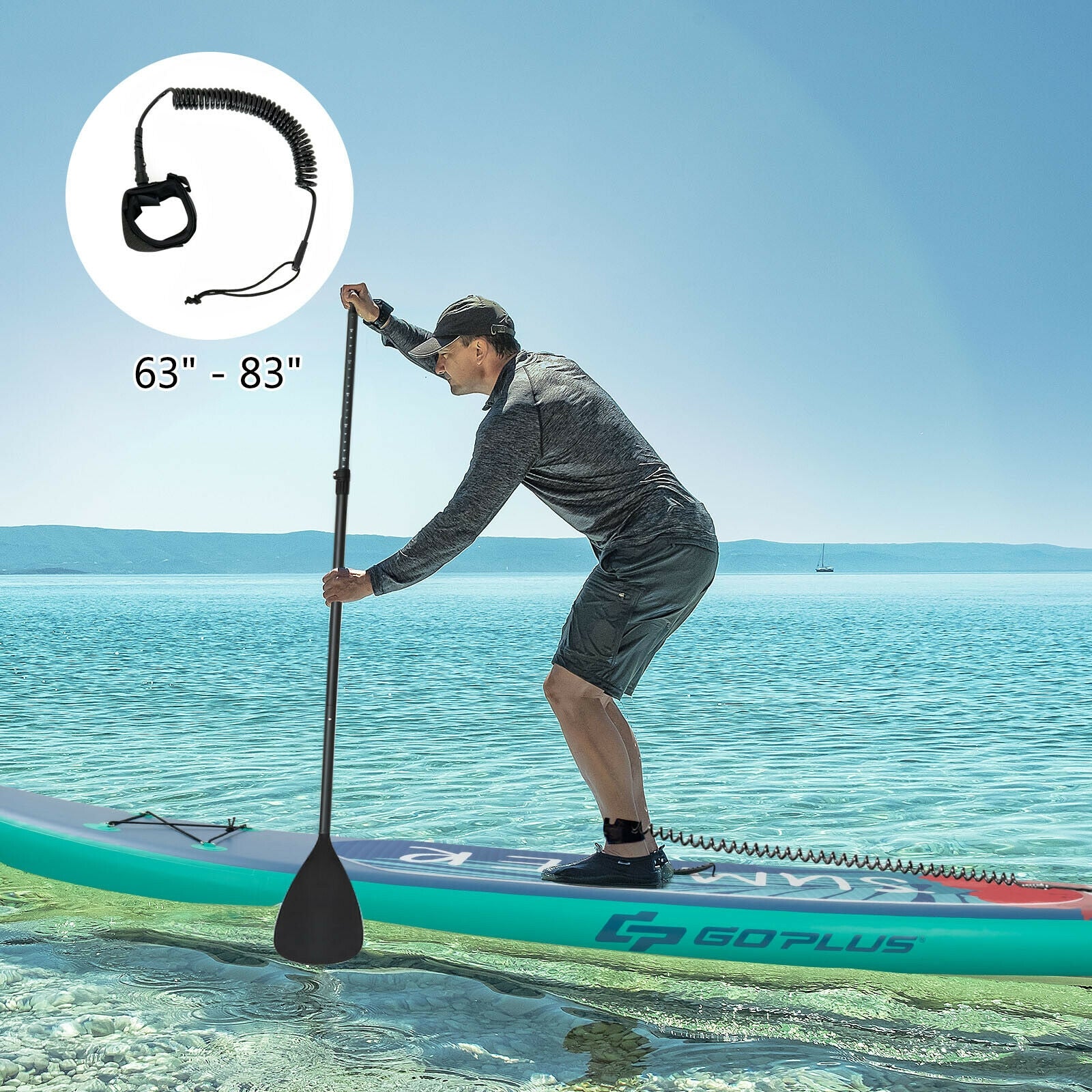 10 Feet Inflatable Stand Up Paddle Board with Backpack Leash Aluminum Paddle-M - M