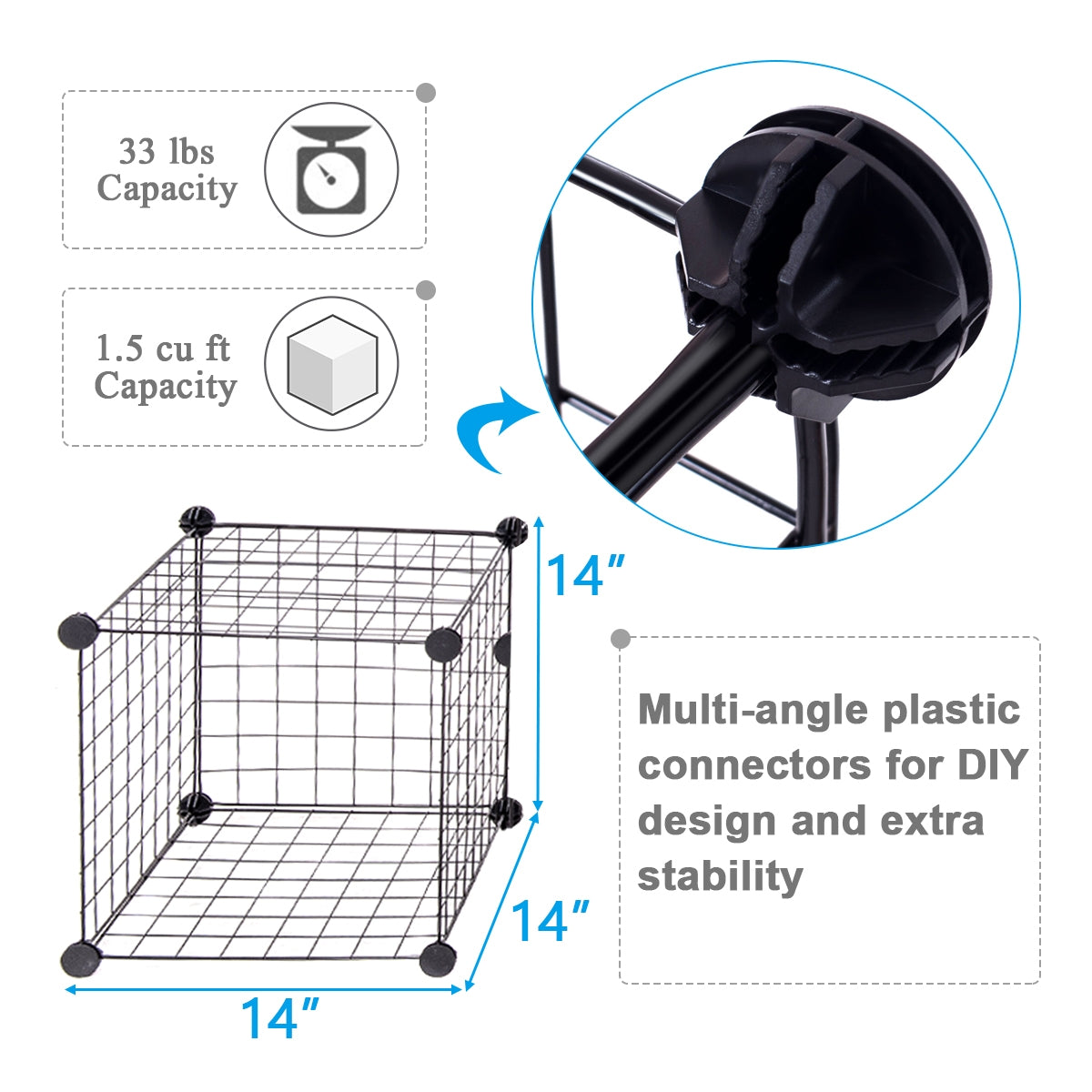 12-Cube Wire Storage Organizer 42" x 14" x 56" Metal Grid