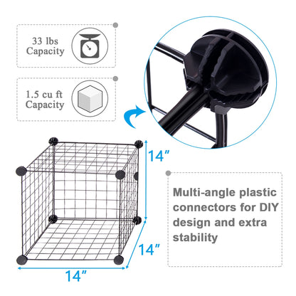 12-Cube Wire Storage Organizer 42" x 14" x 56" Metal Grid