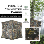 3 Person Portable Pop-Up Ground Hunting Blind with Tie-downs