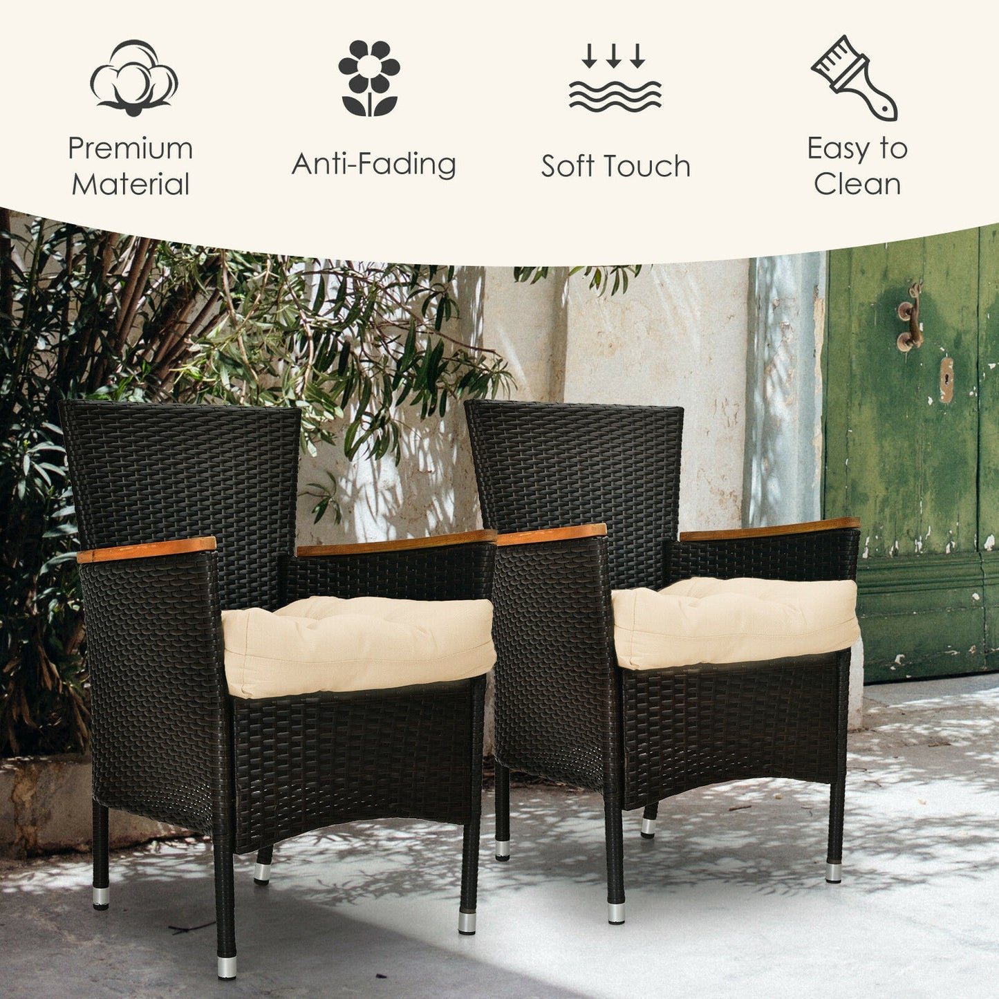 21 Inch x 21 Inch Patio Chair Seat Cushion Pads for Indoor and Outdoor
