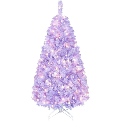 6 FT Light Purple Pre-Lit Peacock Blue Christmas Tree with 250 Warm White LED Lights