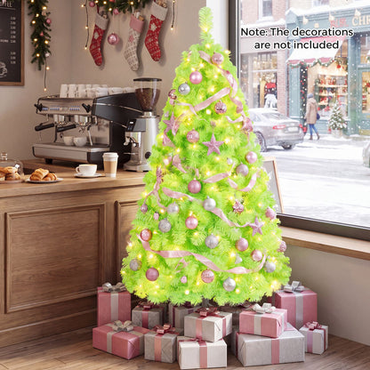 4.5 FT Pre-Lit Lime Green Christmas Tree w/ 500/250/140/750 Warm White LED Lights