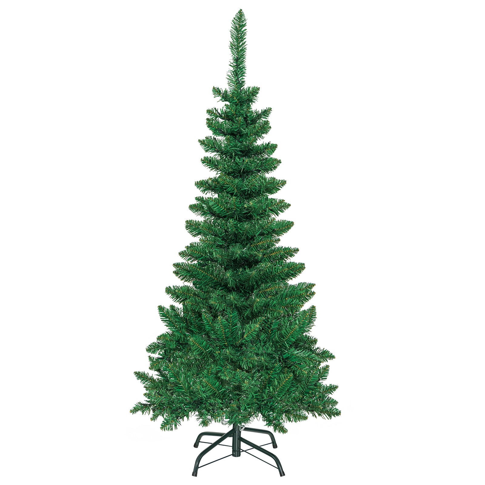 4.5 ft Pre-Lit Premium Hinged Artificial Fir Pencil Christmas Tree with LED Lights-Green