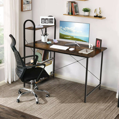 48-Inch Reversible Computer Desk with Storage Shelf-Rustic Brown