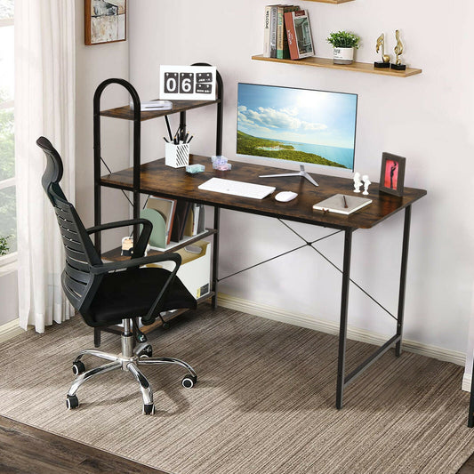 48-Inch Reversible Computer Desk with Storage Shelf-Rustic Brown