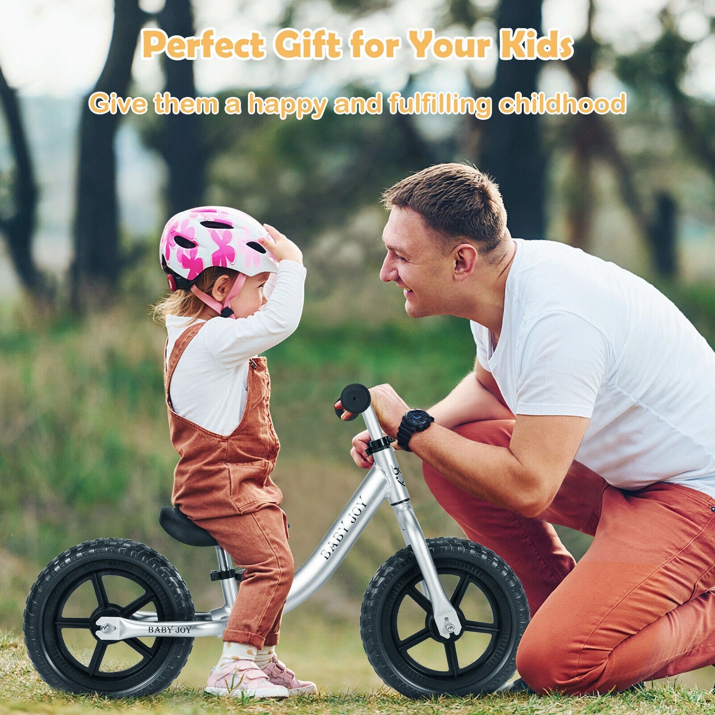 Aluminum Adjustable No Pedal Balance Bike for Kids-Black