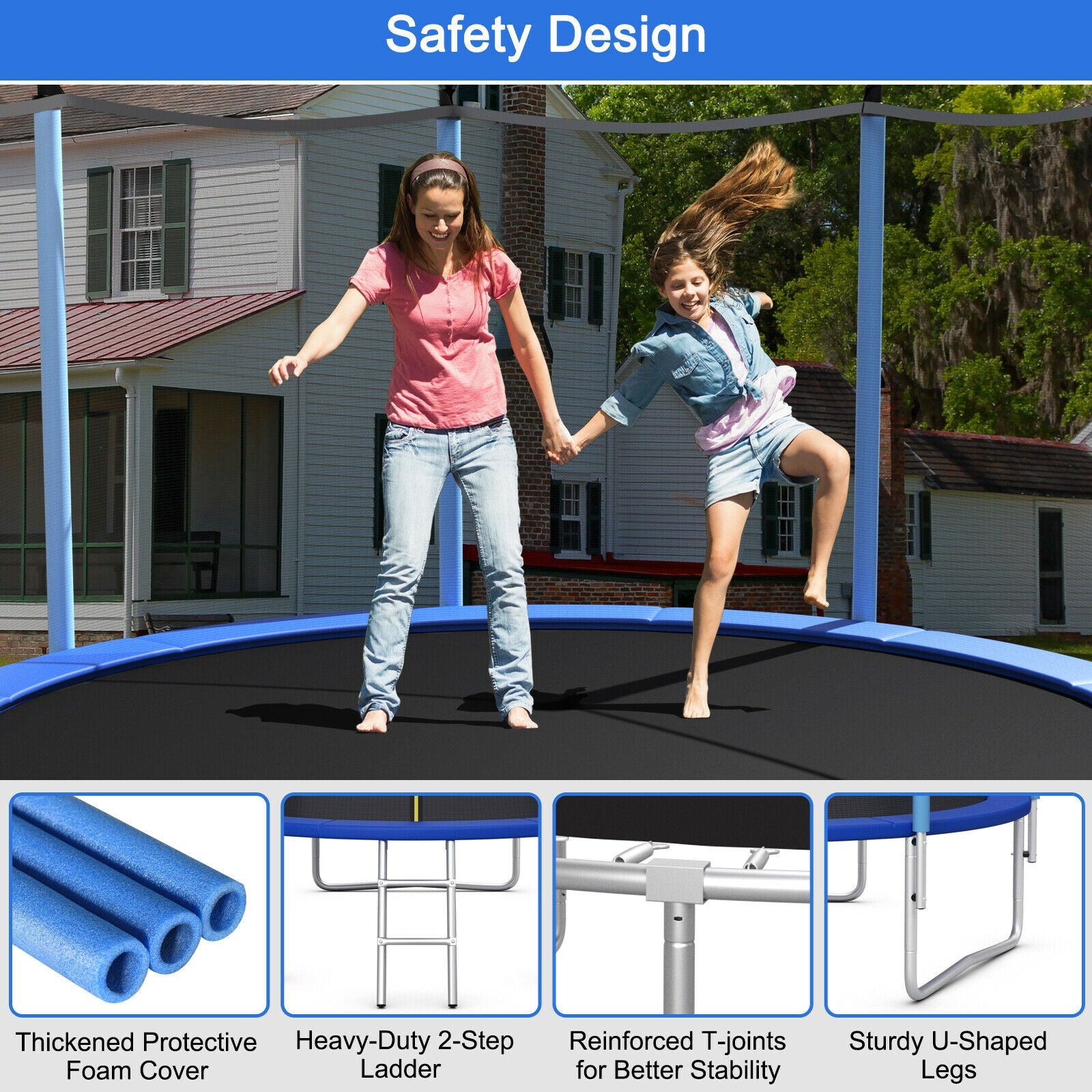 Outdoor Trampoline with Safety Closure Net-8 ft - Default